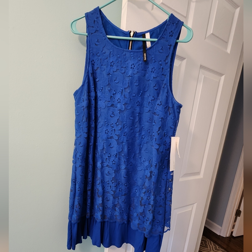Kensie royal blue sleeveless lace dress L